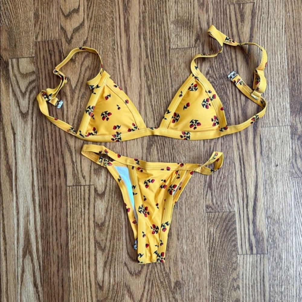 Yellow floral cheeky bikini